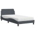 Cama con colchón terciopelo gris oscuro 100x200