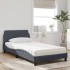 Cama con colchón terciopelo gris oscuro 100x200