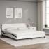 Cama con colchón cuero sintético blanco y negro 180x200