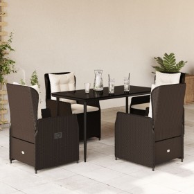 Set comedor de jardín 5 piezas y cojines ratán sintético