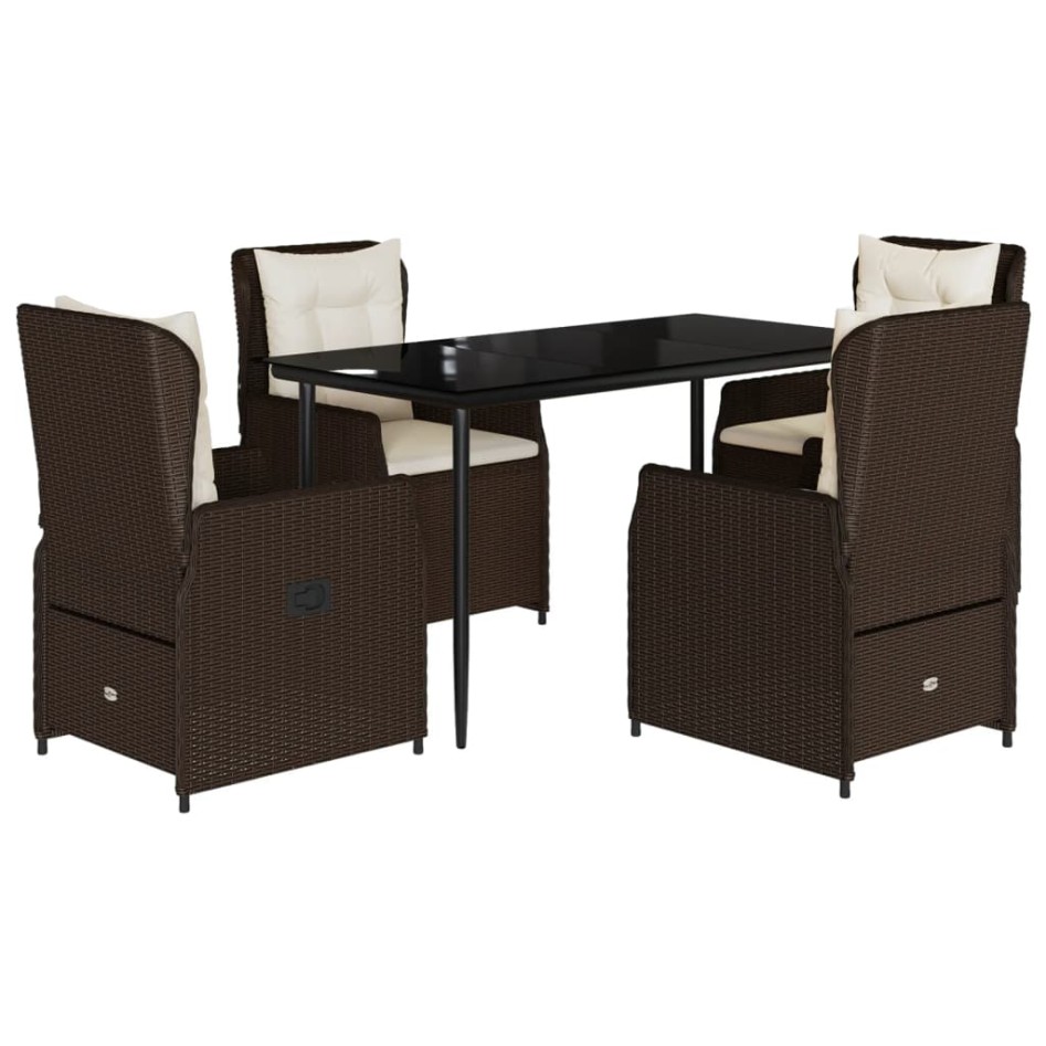 Set comedor de jardín 5 piezas y cojines ratán sintético