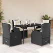 Set de muebles jardín 5 pzas con cojines ratán sintético negro