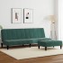 Sofá cama de 2 plazas con taburete terciopelo verde