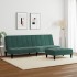 Sofá cama de 2 plazas con taburete terciopelo verde