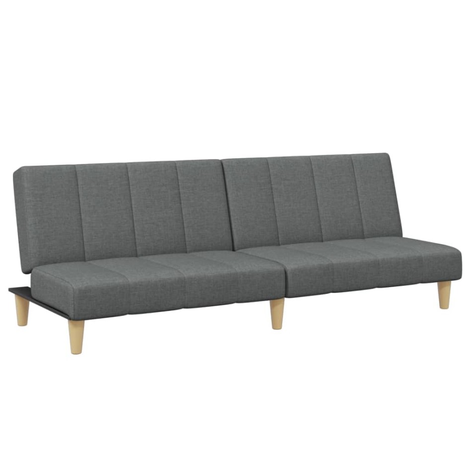 Sofá cama de 2 plazas con taburete tela gris