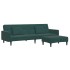 Sofá cama de 2 plazas con taburete terciopelo verde