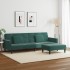 Sofá cama de 2 plazas con taburete terciopelo verde