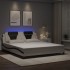 Estructura cama con luces LED cuero PE blanco negro 180x200