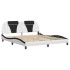 Estructura cama con luces LED cuero PE blanco negro 180x200