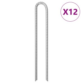 Clavijas de tienda forma U 12 ud acero galvanizado 41,5cm