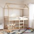 Cama alta con escalera y techo madera maciza de pino 90x190