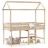 Cama alta con escalera y techo madera maciza de pino 90x190