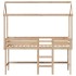Cama alta con escalera y techo madera maciza de pino 90x190
