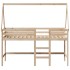 Cama alta con escalera y techo madera maciza de pino 90x190