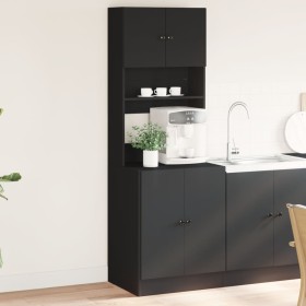 Mueble de cocina madera de ingeniería negro 60x50x180