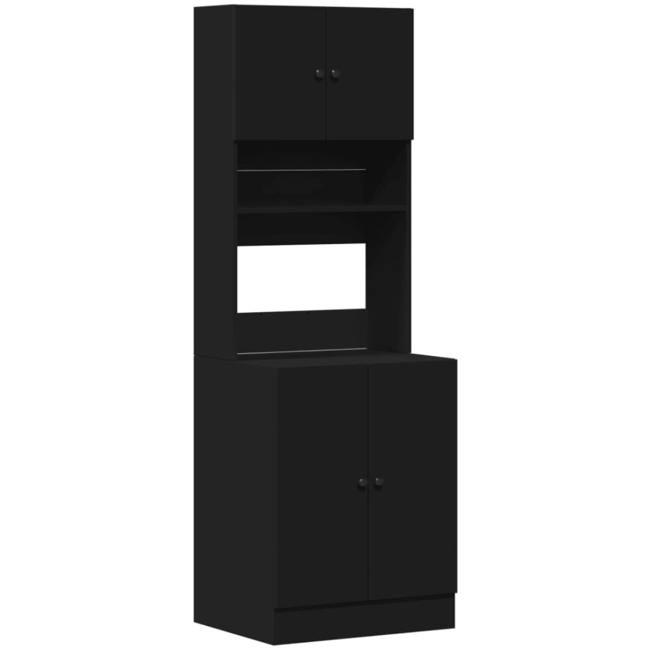 Mueble de cocina madera de ingeniería negro 60x50x180