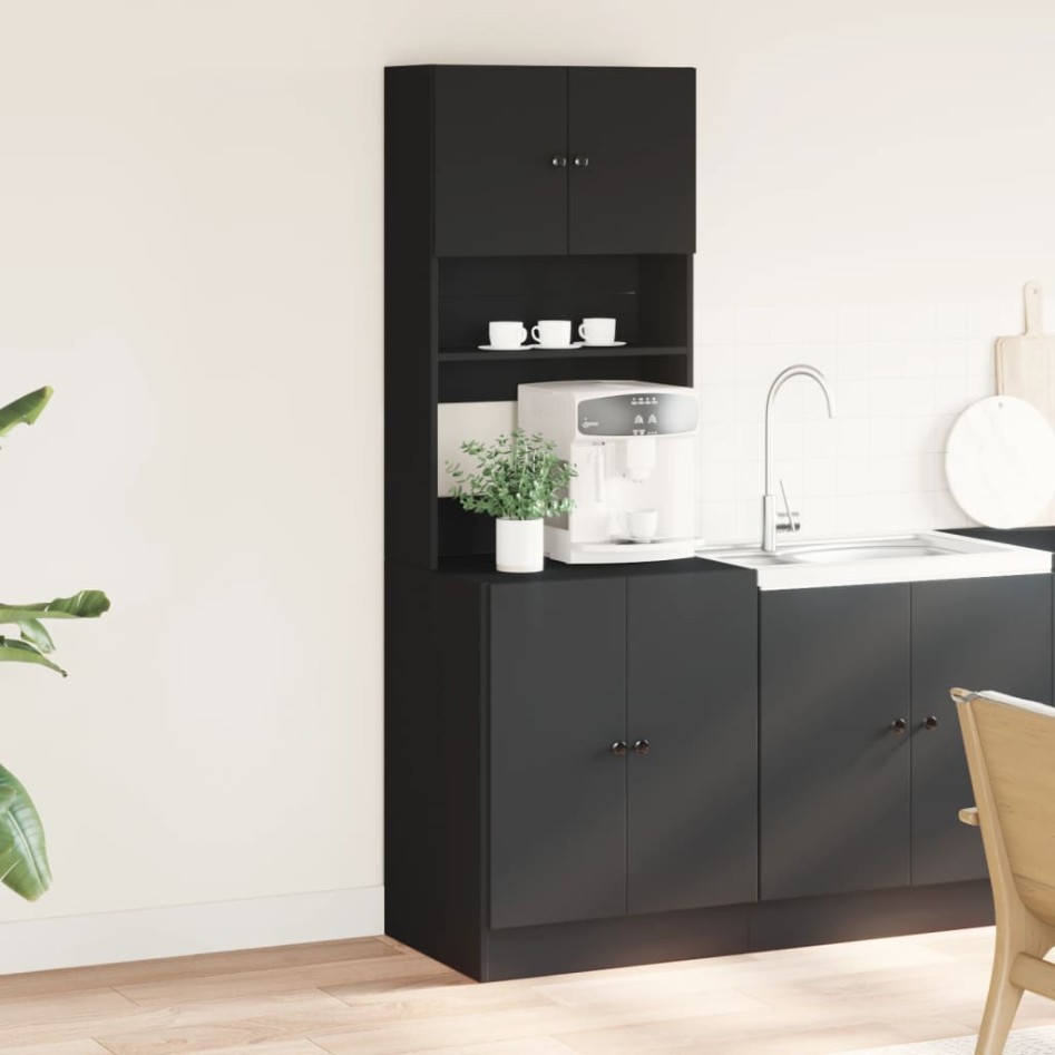 Mueble de cocina madera de ingeniería negro 60x50x180