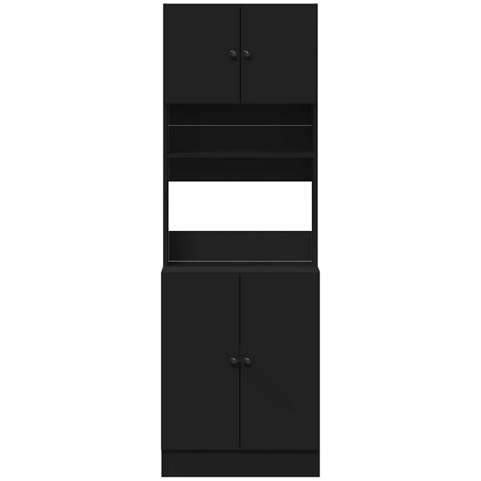 Mueble de cocina madera de ingeniería negro 60x50x180