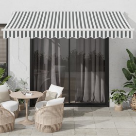 Toldo retráctil aluminio y tela antracita y blanco 3,5x2,5