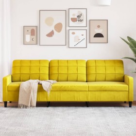 Sofá de 3 plazas terciopelo amarillo 210