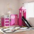 Litera con tobogán y cortinas rosa 90x190