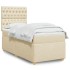 Cama box spring con colchón tela color crema 90x200