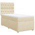 Cama box spring con colchón tela color crema 90x200