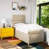 Cama box spring con colchón tela color crema 90x200
