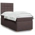 Cama box spring con colchón tela marrón oscuro 100x200