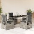Set comedor de jardín 5 piezas con cojines ratán sintético