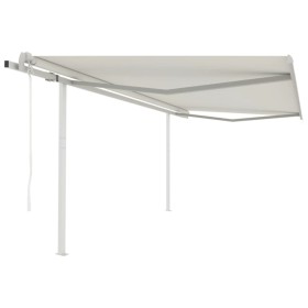 Toldo retráctil automático con postes crema 4,5x3