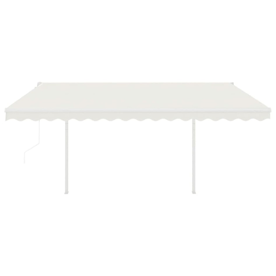 Toldo retráctil automático con postes crema 4,5x3