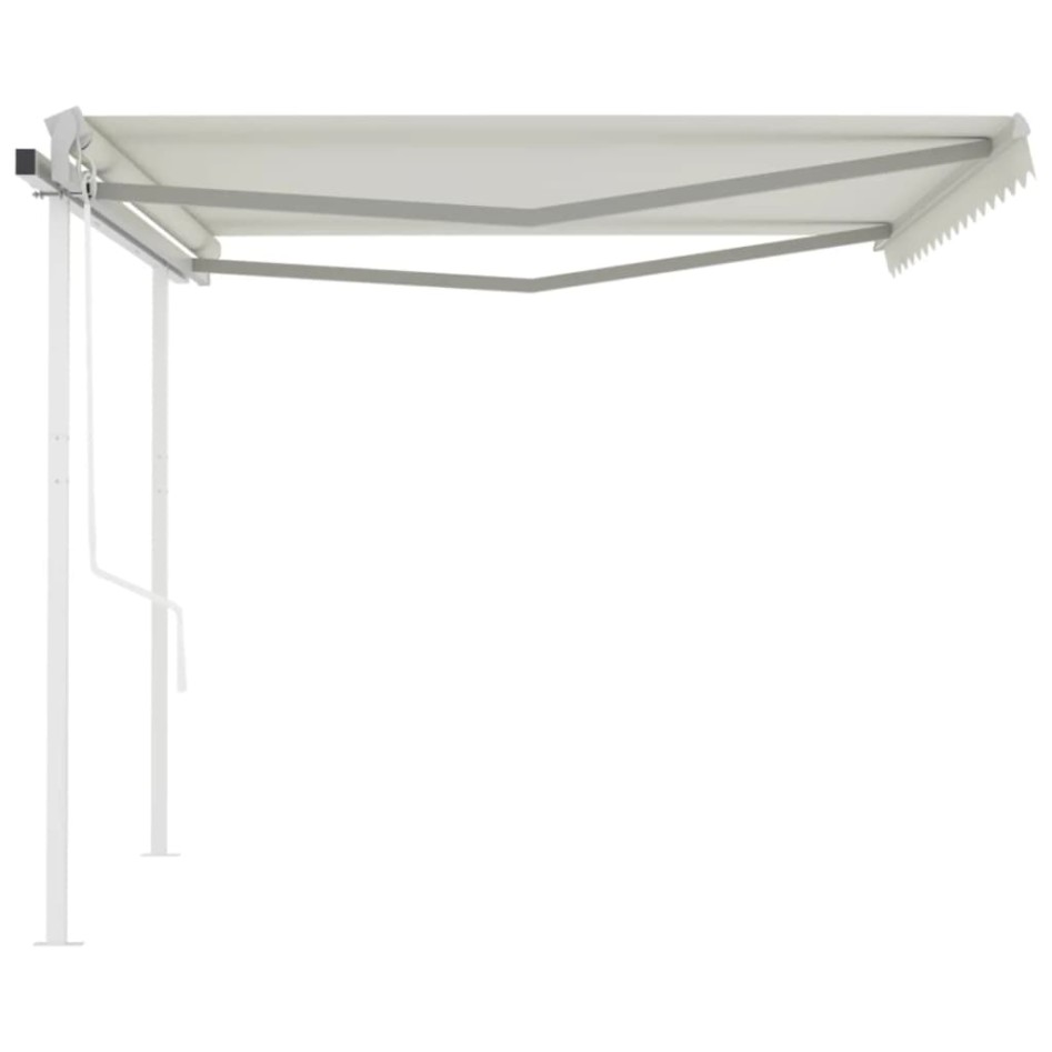 Toldo retráctil automático con postes crema 4,5x3
