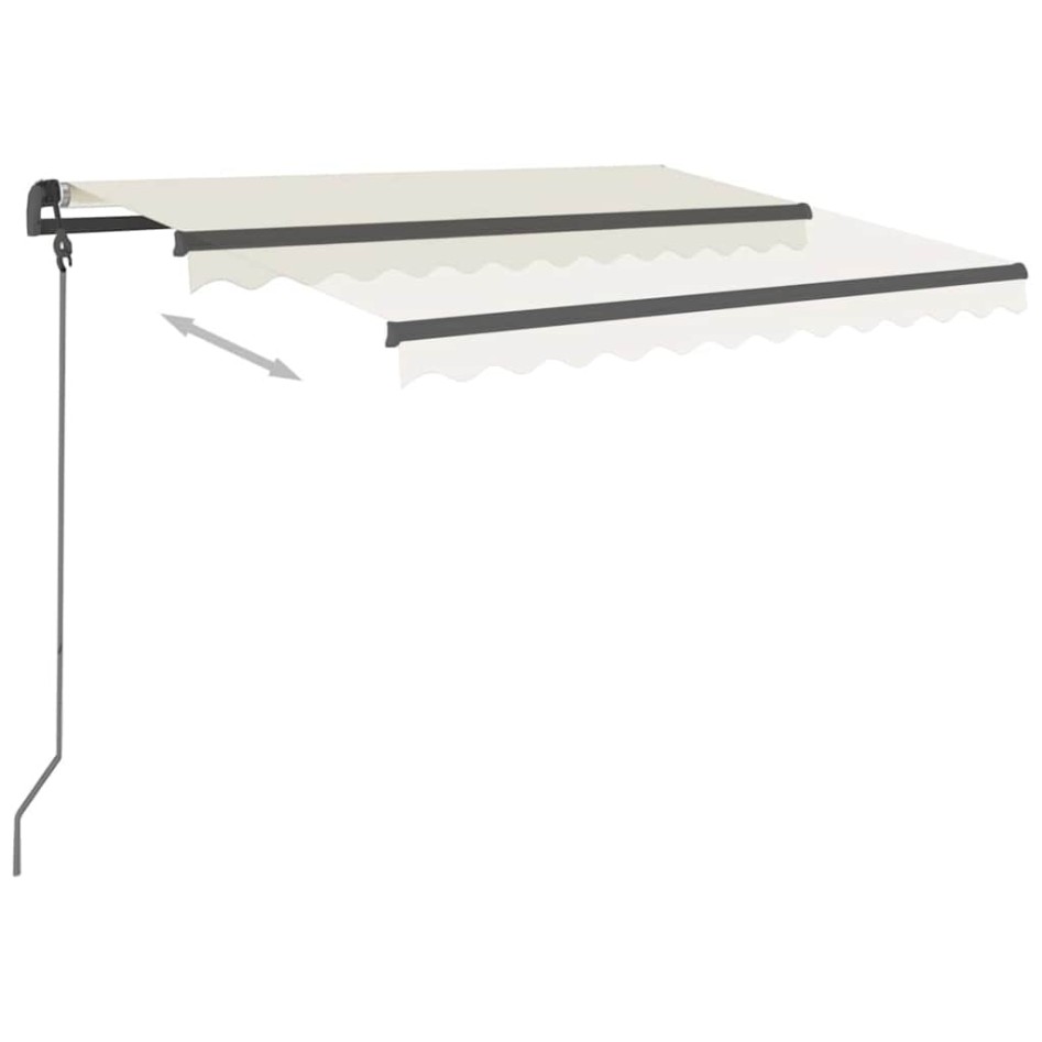 Toldo automático retráctil con postes color crema 3x2,5