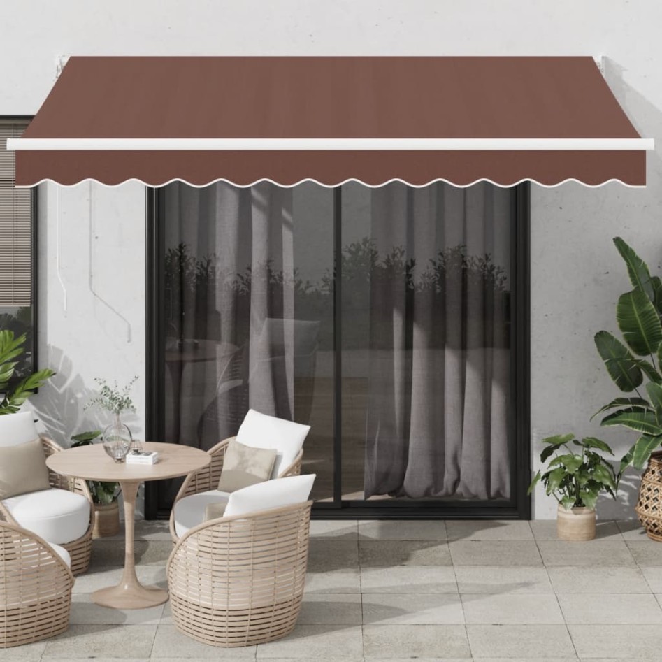 Toldo retráctil automático marrón 350x250