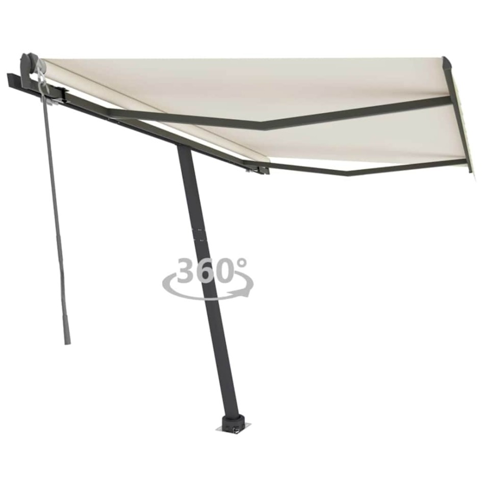 Toldo de pie automático crema 300x250