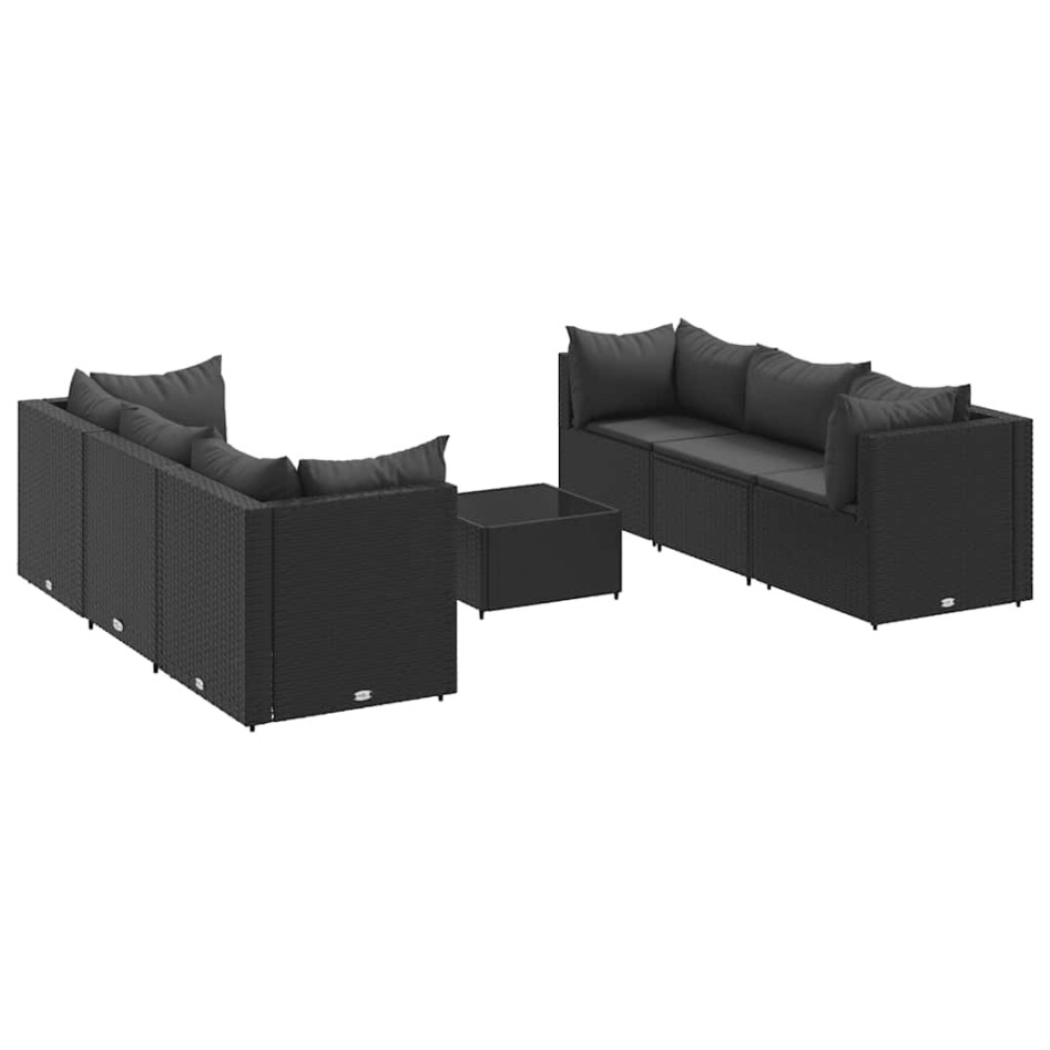 Set de muebles de jardín y cojines 7 pzas ratán sintético