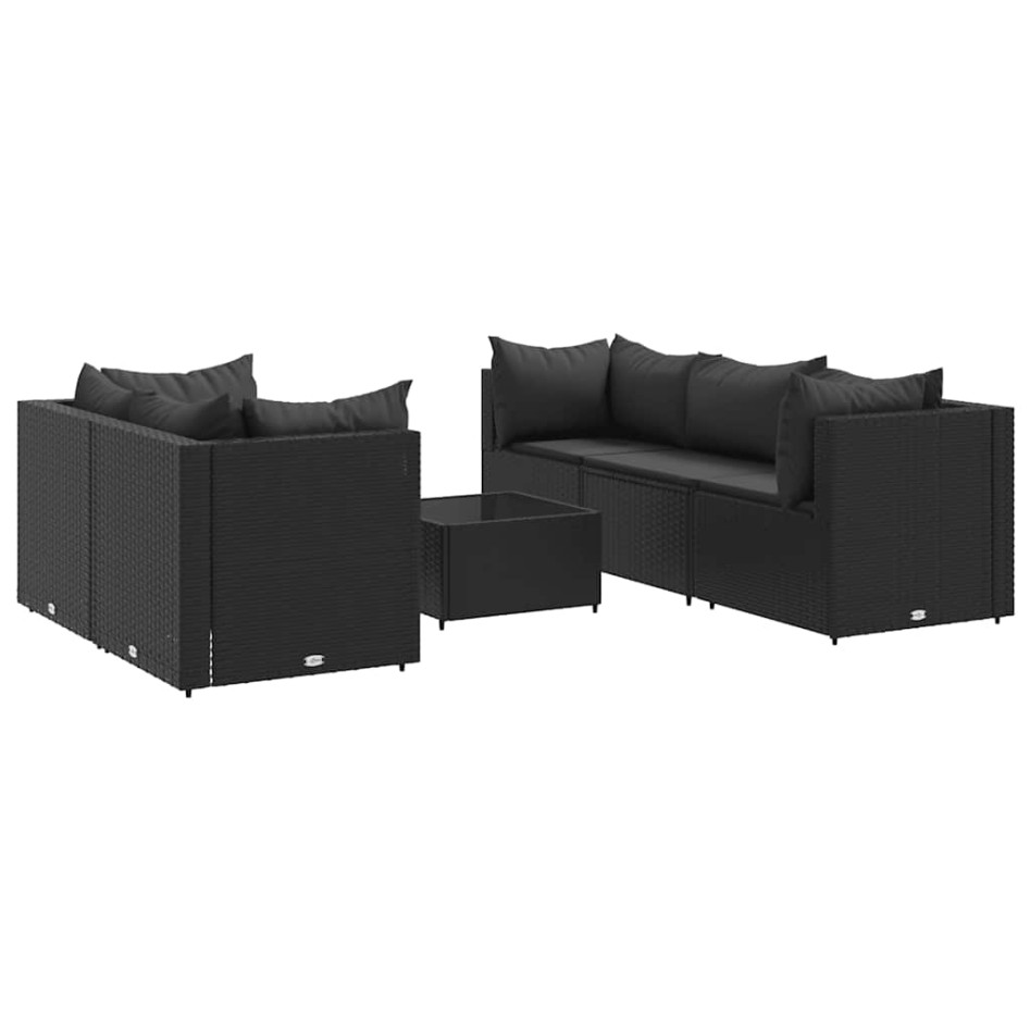 Set muebles de jardín 6 piezas y cojines ratán sintético