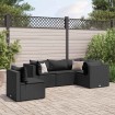 Set de muebles de jardín 5 pzas y cojines ratán sintético negro