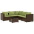 Set muebles de jardín 6 piezas y cojines ratán sintético