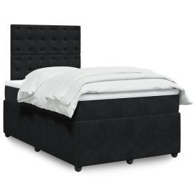 Cama box spring con colchón terciopelo negro 120x190