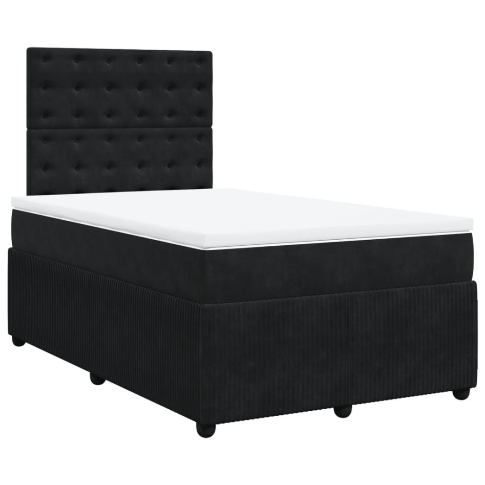 Cama box spring con colchón terciopelo negro 120x190