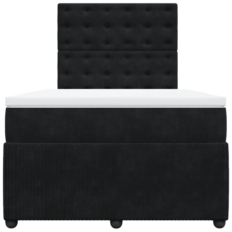 Cama box spring con colchón terciopelo negro 120x190