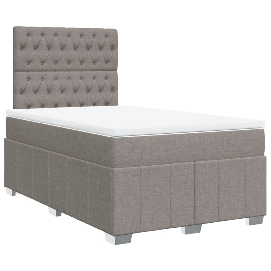 Cama box spring con colchón tela gris taupe 120x200
