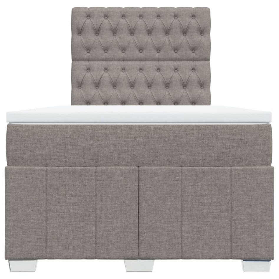 Cama box spring con colchón tela gris taupe 120x200