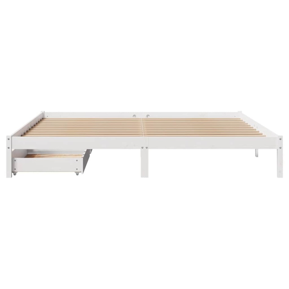 Estructura de cama sin colchón madera maciza blanca 200x200