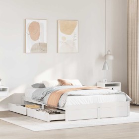 Estructura de cama sin colchón madera de pino blanca 150x200