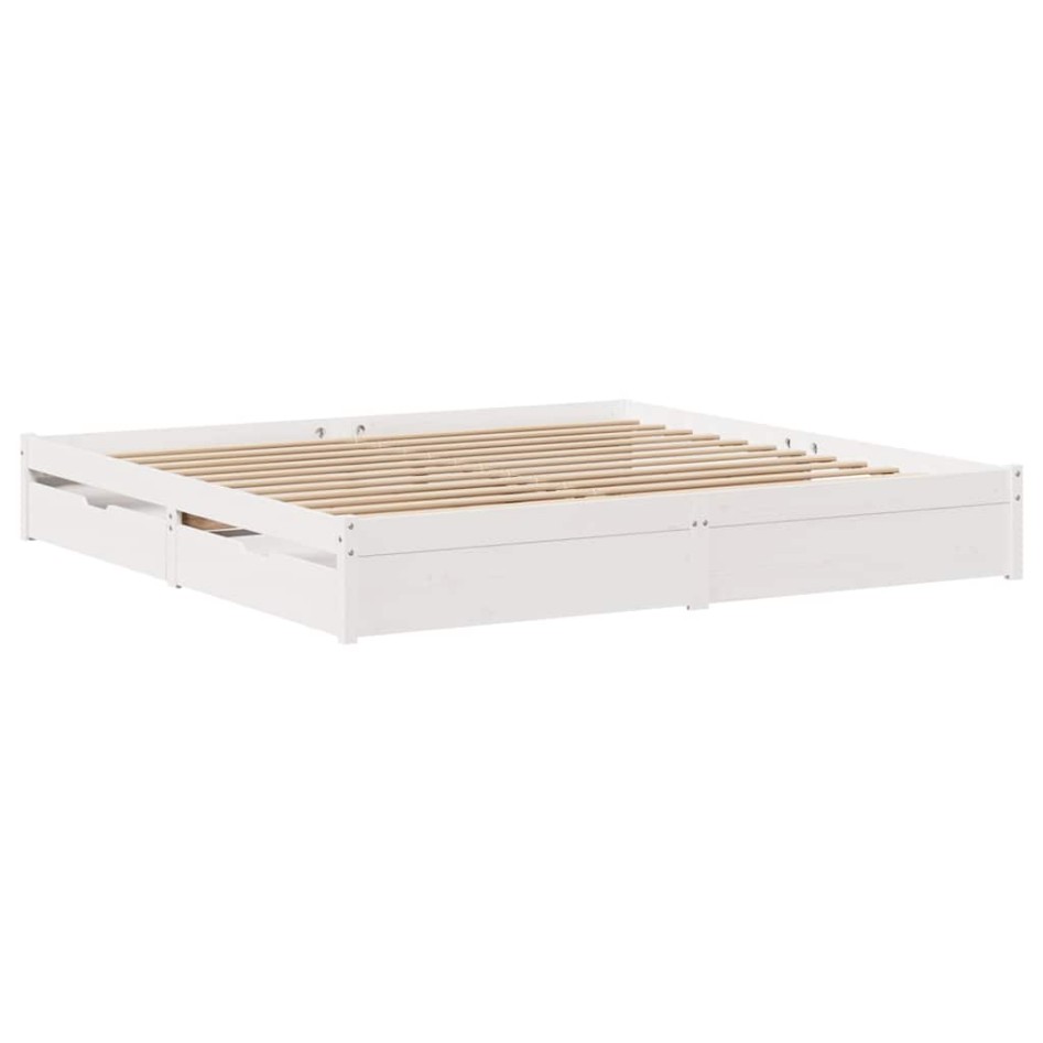 Estructura de cama sin colchón madera maciza blanca 200x200