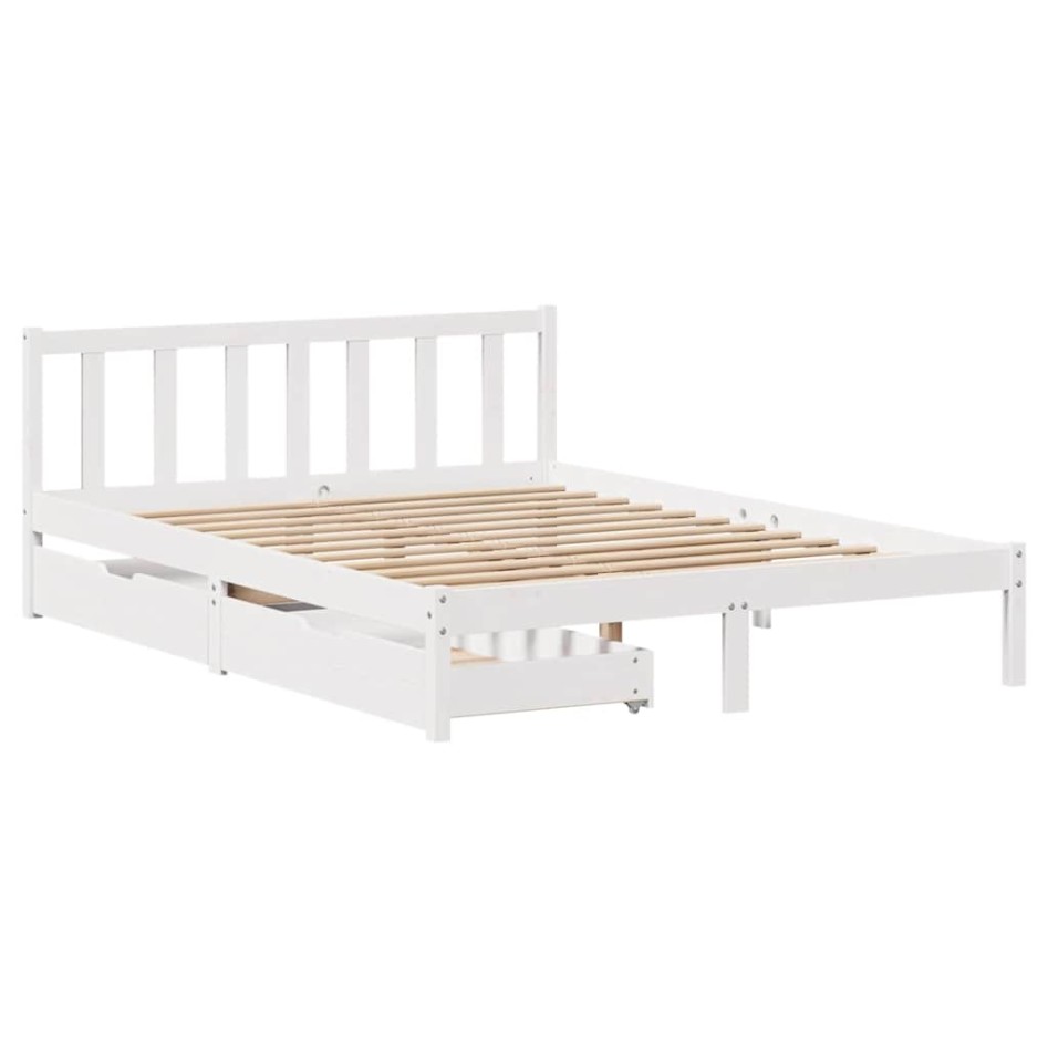 Estructura de cama sin colchón madera maciza blanca 120x190
