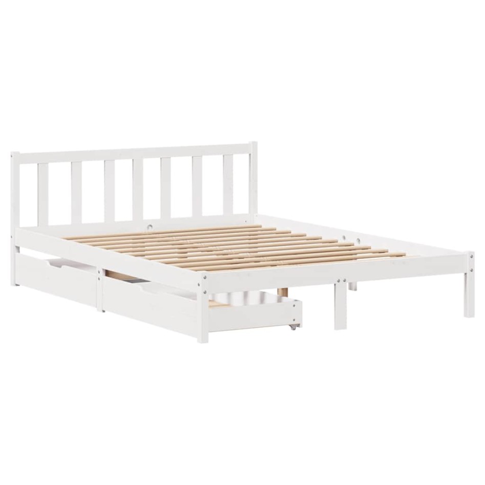 Estructura de cama sin colchón madera de pino blanco 135x190